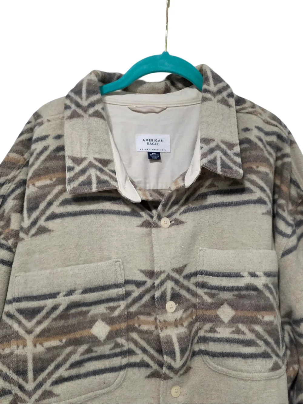 American Eagle Outfitters Men's Beige & Brown Patterned Shacket